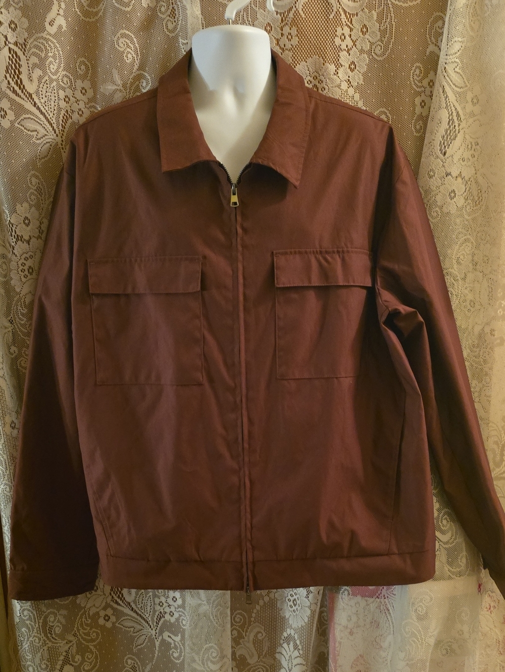 New Goodfellow Men's XXL Rust Brown Lightweight Utility Zip Jacket